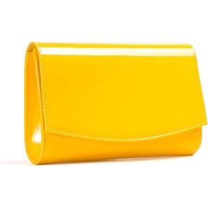 Women Vegan Leather Fashion Clutch Yellow